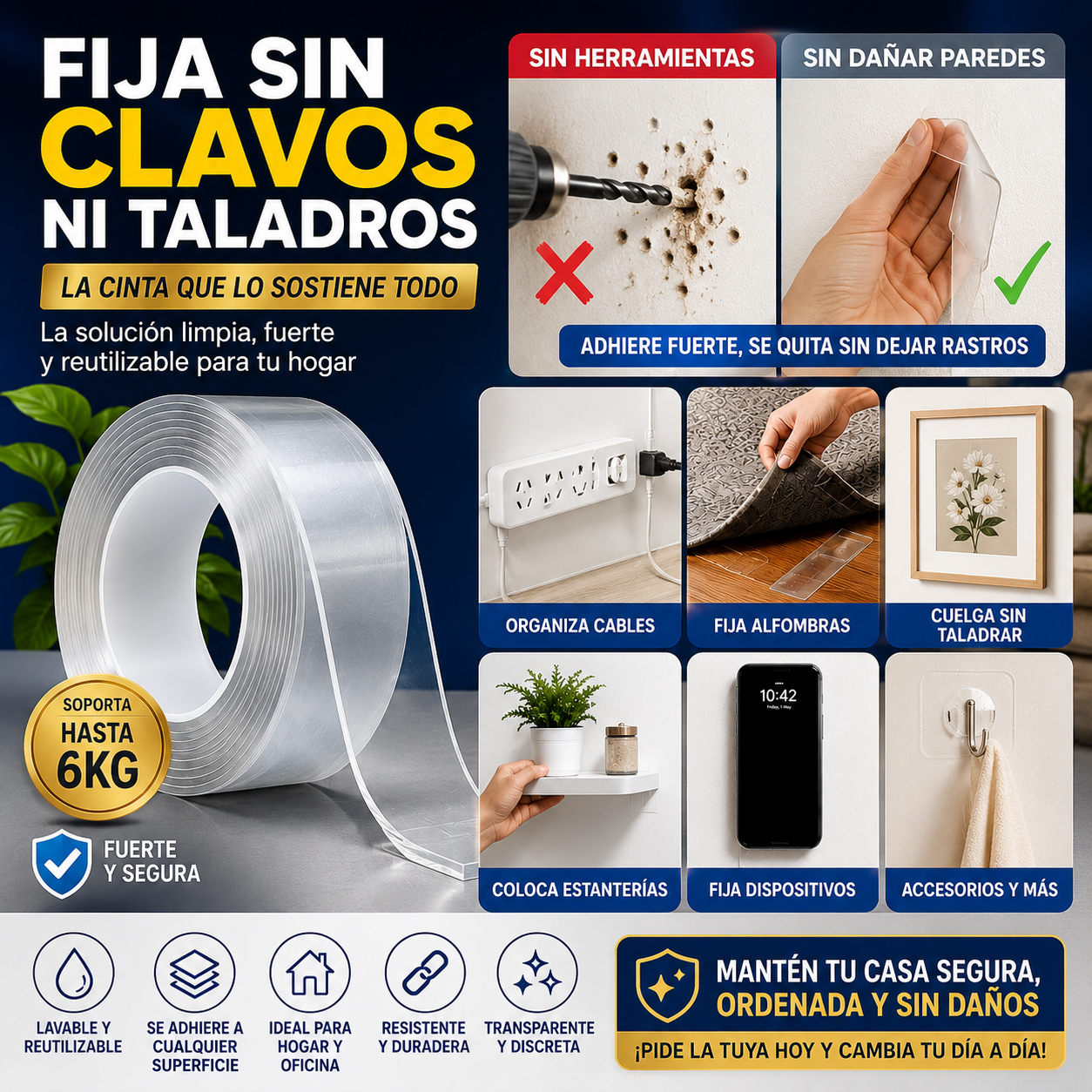 UltraFix™ - Cinta Doble Cara Ultra Potente y Reusable (3 metros)
