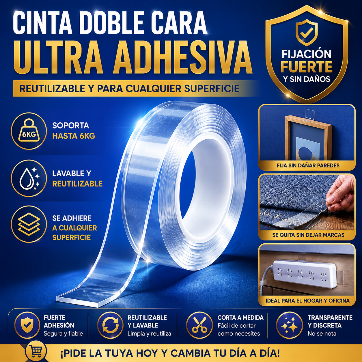UltraFix™ - Cinta Doble Cara Ultra Potente y Reusable (3 metros)