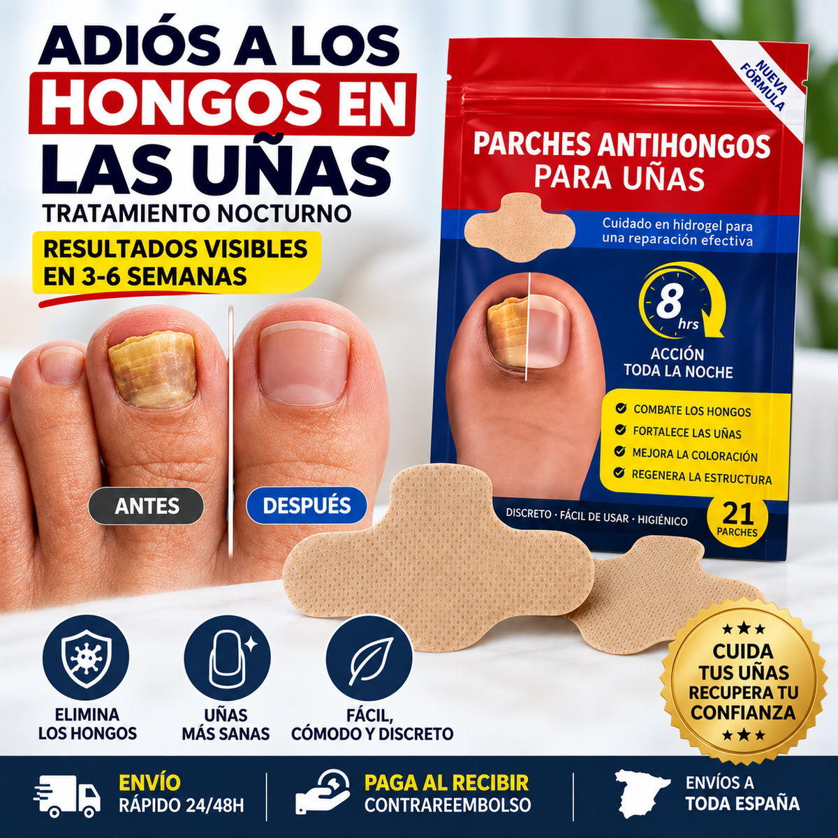 FungiCare™ - Parches Anti-hongos para uñas (Pack 21)